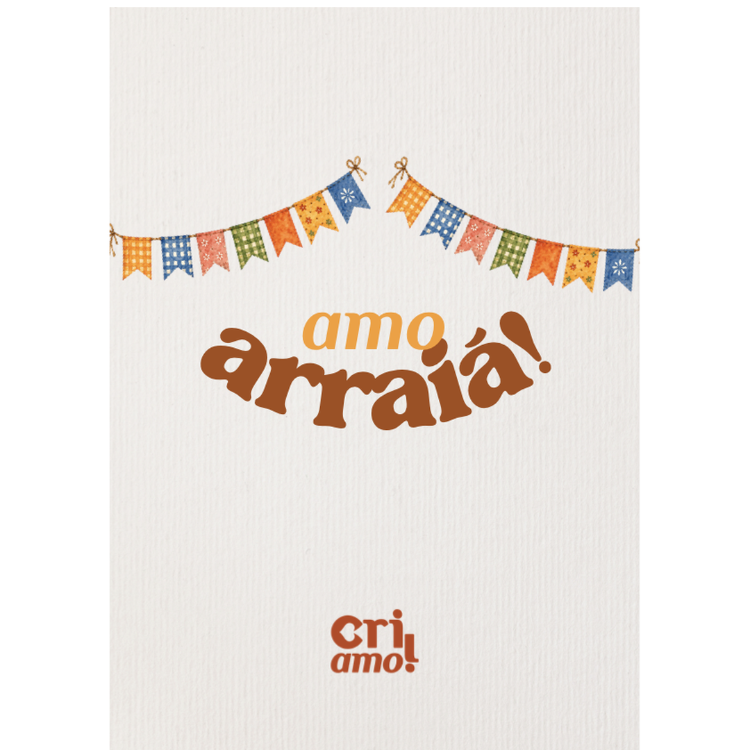 Kit de festa Amo Arraiá da crii.amo: identidade visual digital com padrões, elementos e convites, R$ 24,90