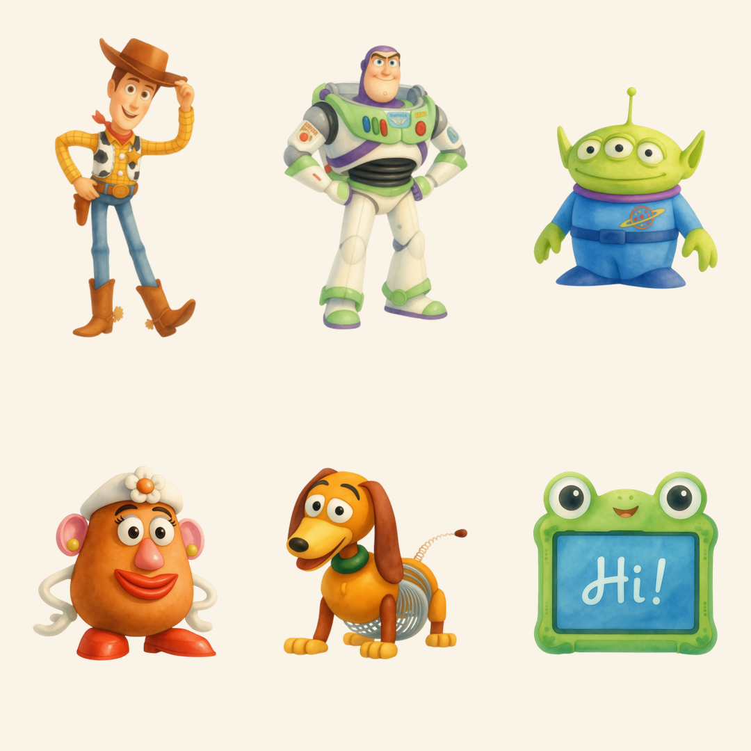 Pacote de imagens PNG Toy Story da crii.magens, fundo transparente pra convites e decoração